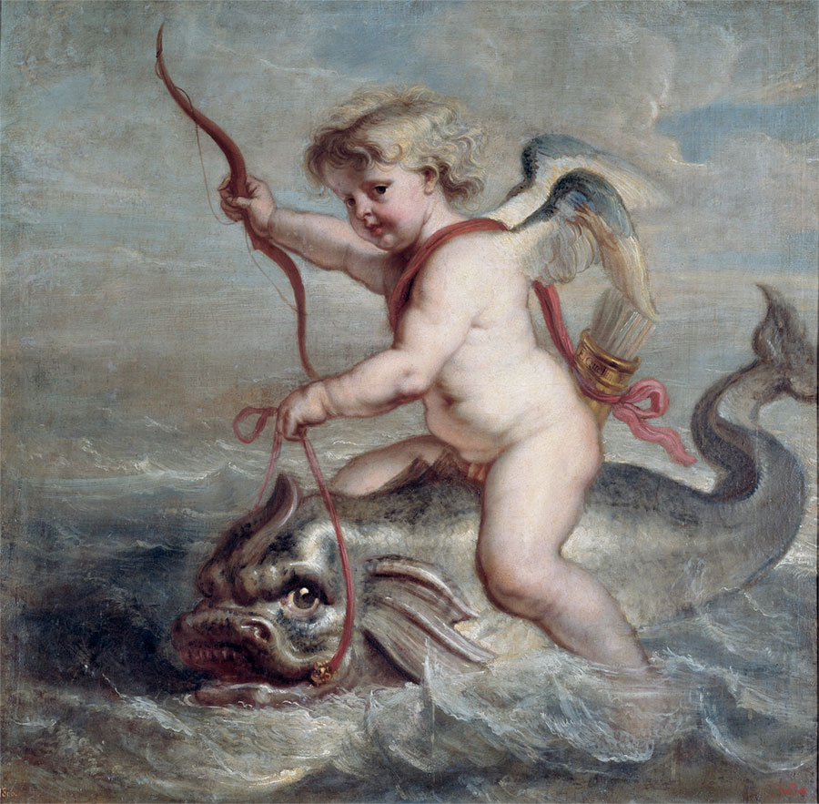 Cupid Riding on a Dolphin (1630) by Erasmus Quellinus II