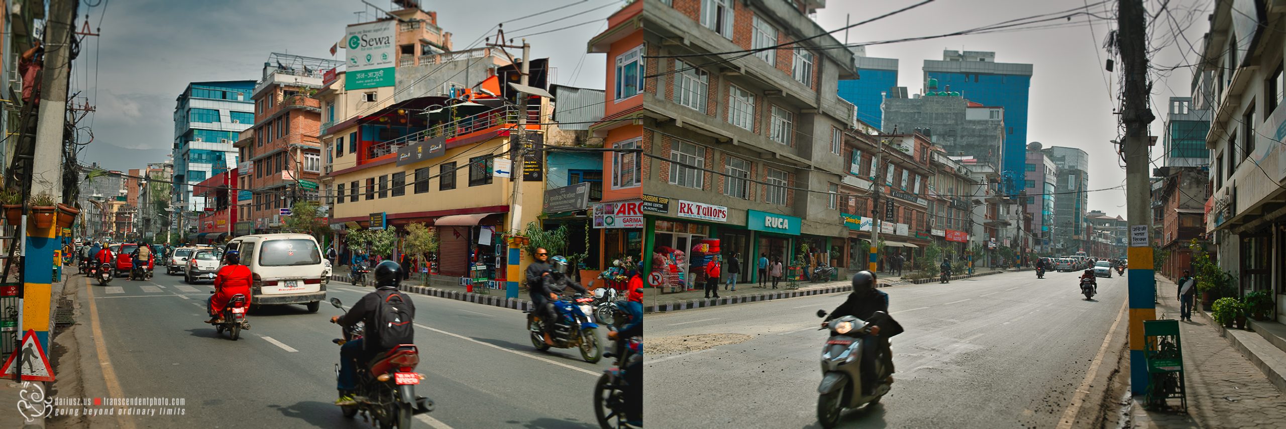 Ulica Kathmandu z lewej, a potem z prawej