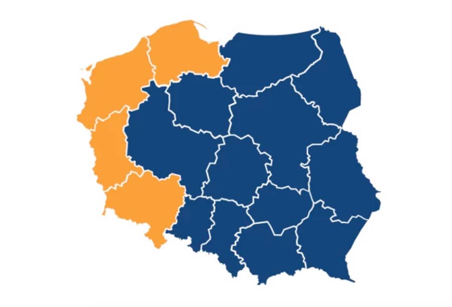 Mapa Polski po pierwszej turze wyborów