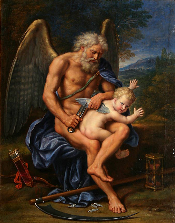 Zdjęcie przedstawia obraz Pierre Mignarda - Time Clipping Cupids Wings, 1694