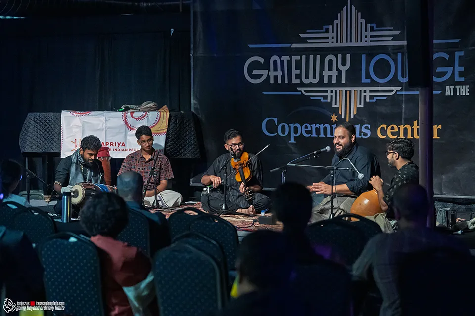 Musicians perform Indian classical music at Gateway Lounge.